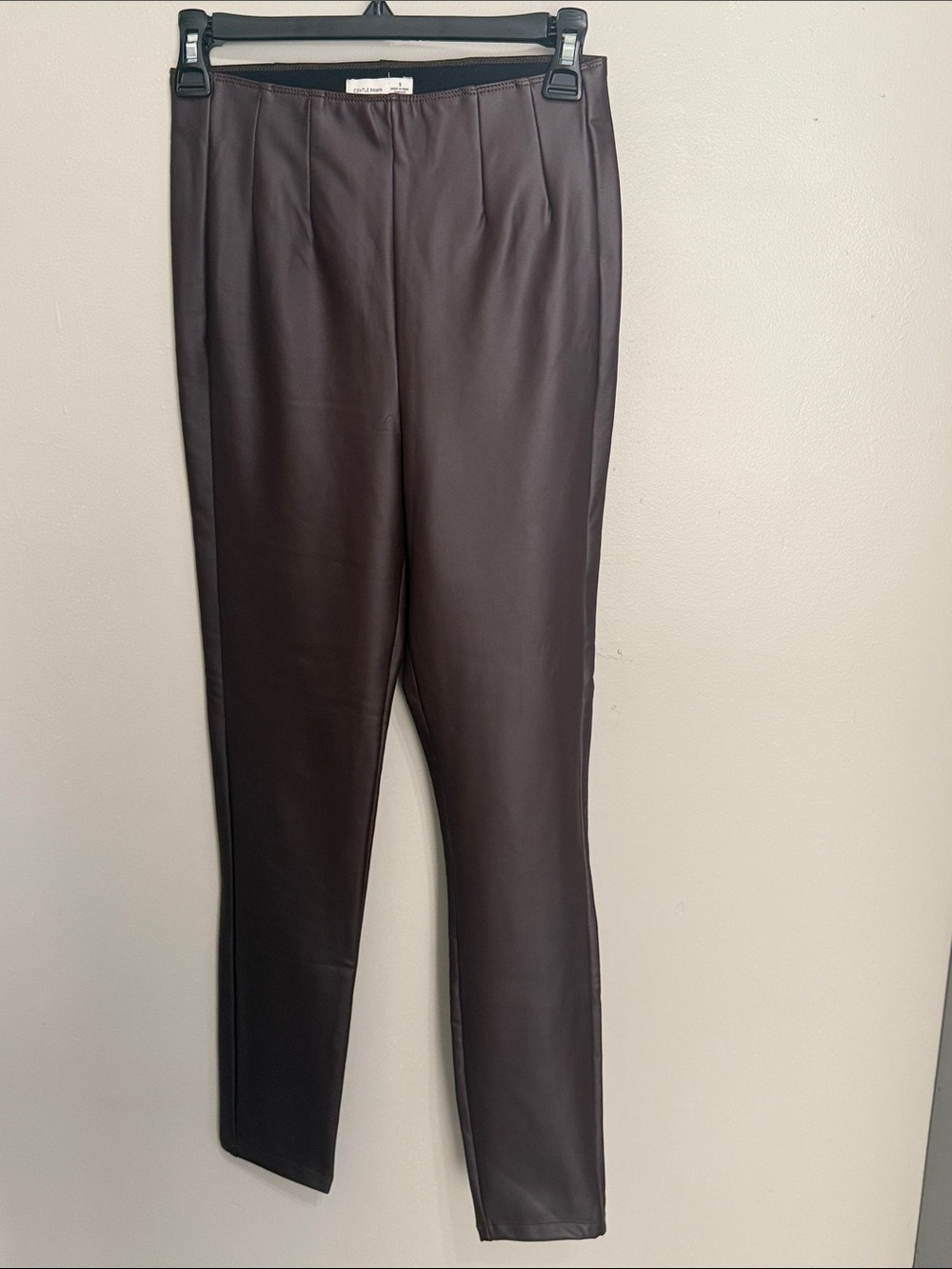 Gentle Fawn Brown Faux Leather Slim Trousers